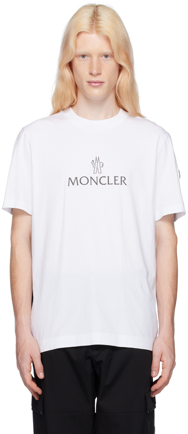 Moncler White Bonded T-shirt In Brilliant White 001