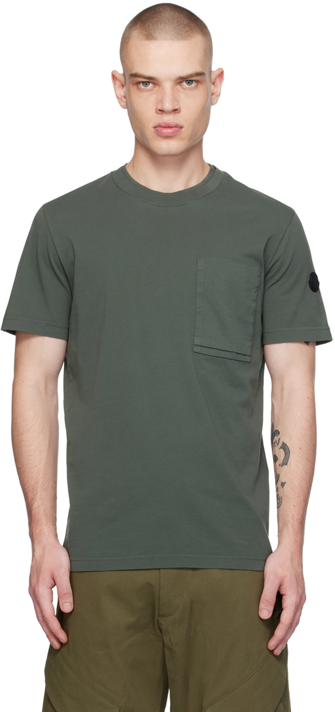 Moncler Green Patch Pocket T-shirt In Kombu Green 877