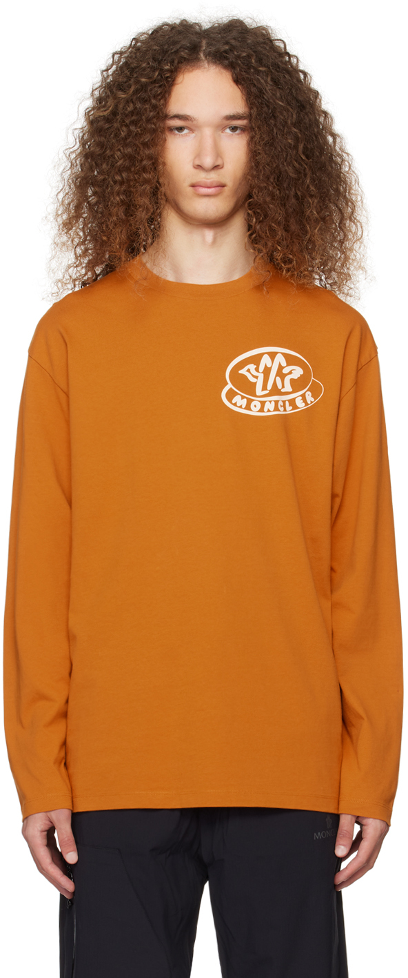 Orange Printed Long Sleeve T-Shirt