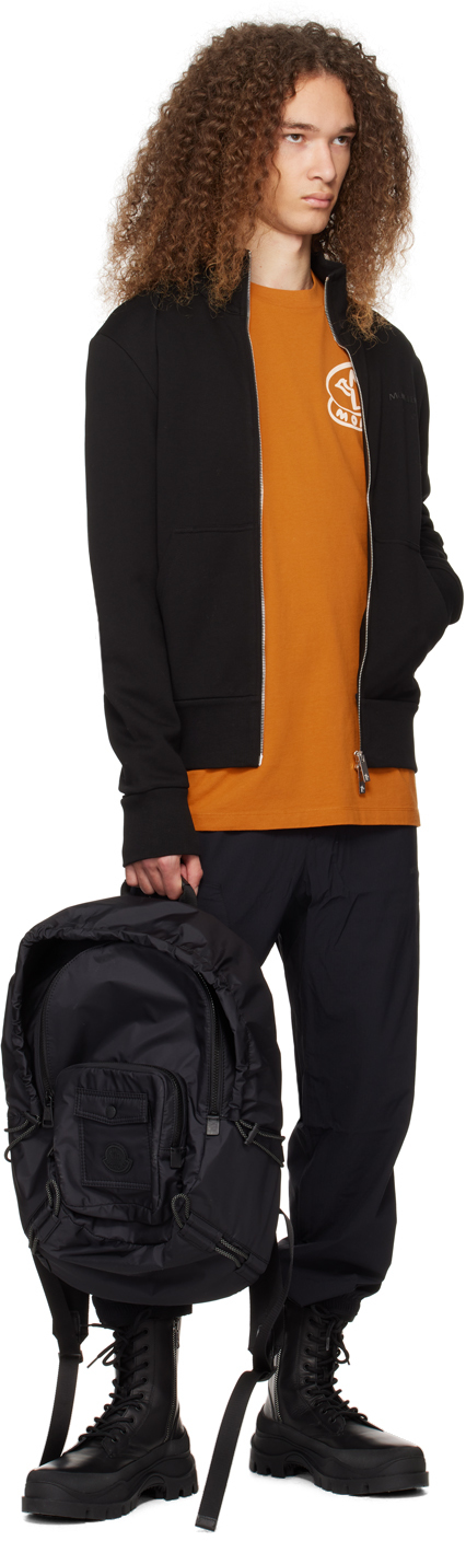 Moncler Orange Printed Long Sleeve T-shirt In Sudan Brown 184