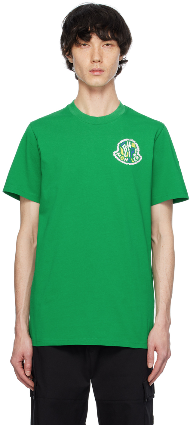 Moncler Green Printed T Shirt SSENSE