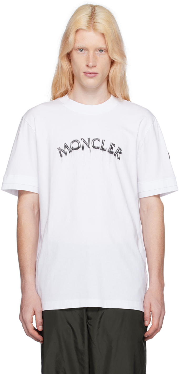 Moncler: ホワイト ロゴプリント Tシャツ | SSENSE 日本