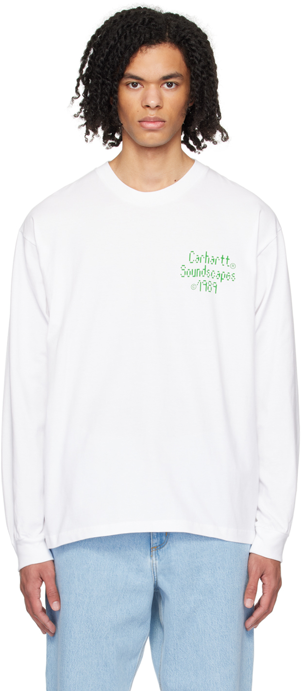 Shop Carhartt White Soundface Long Sleeve T-shirt In 02 White