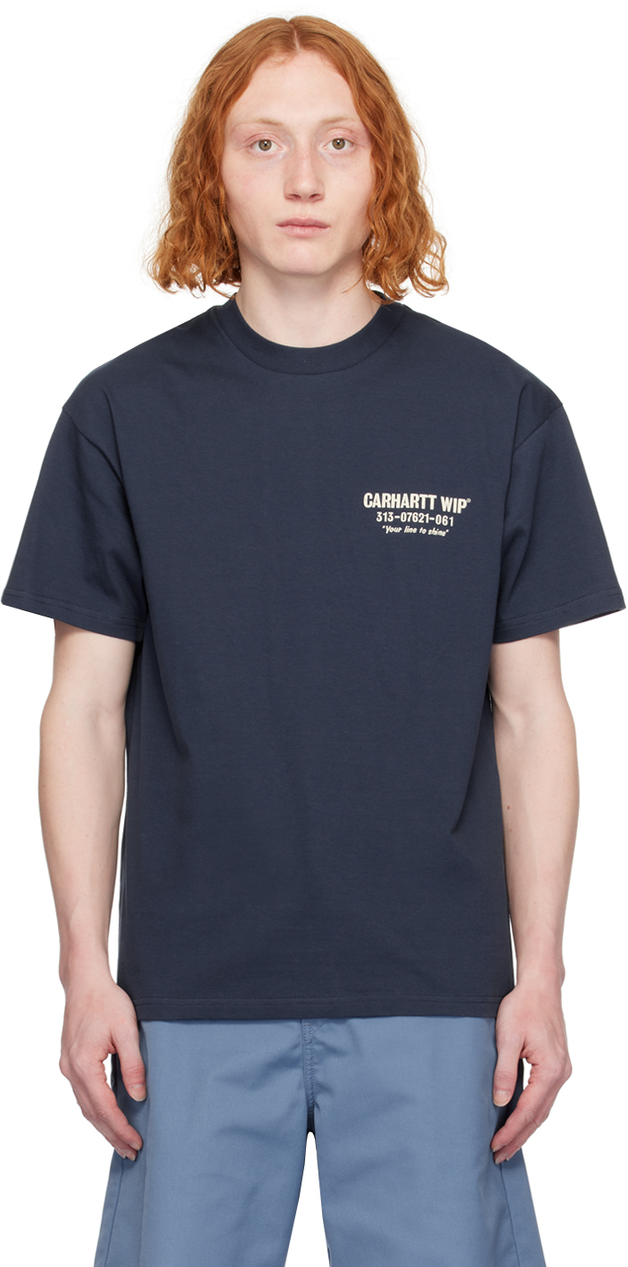 Shop Carhartt Navy 'less Troubles' T-shirt In 28j Blue / Wax