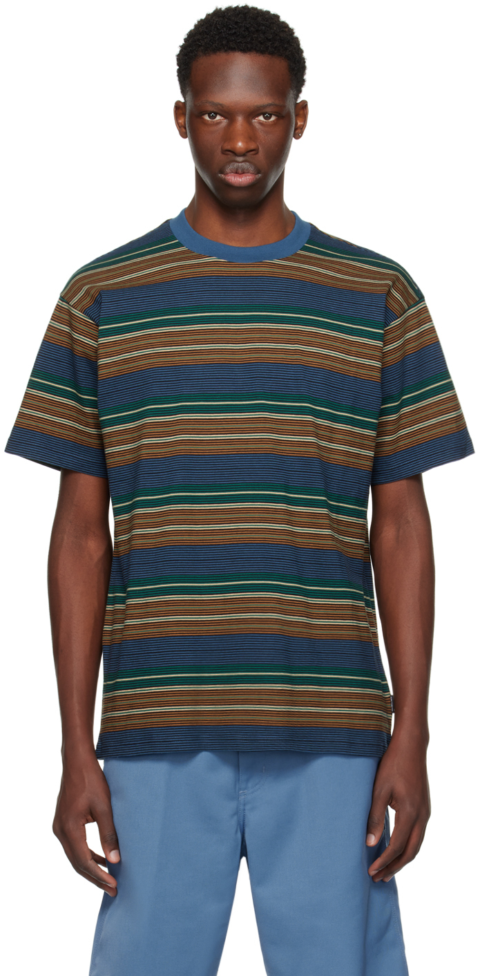 Shop Carhartt Navy & Brown Colby Stripe T-shirt In 1z8 Colby Stripe, Na