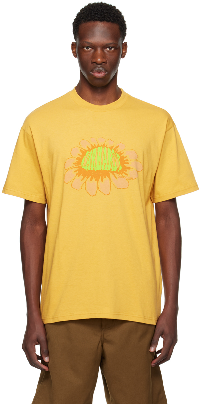 Carhartt Yellow Pixel Flower T-shirt In 1ze Sunray