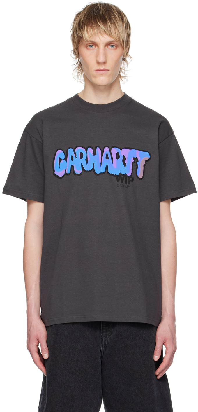 Shop Carhartt グレー Drip Tシャツ In 98 Charcoal