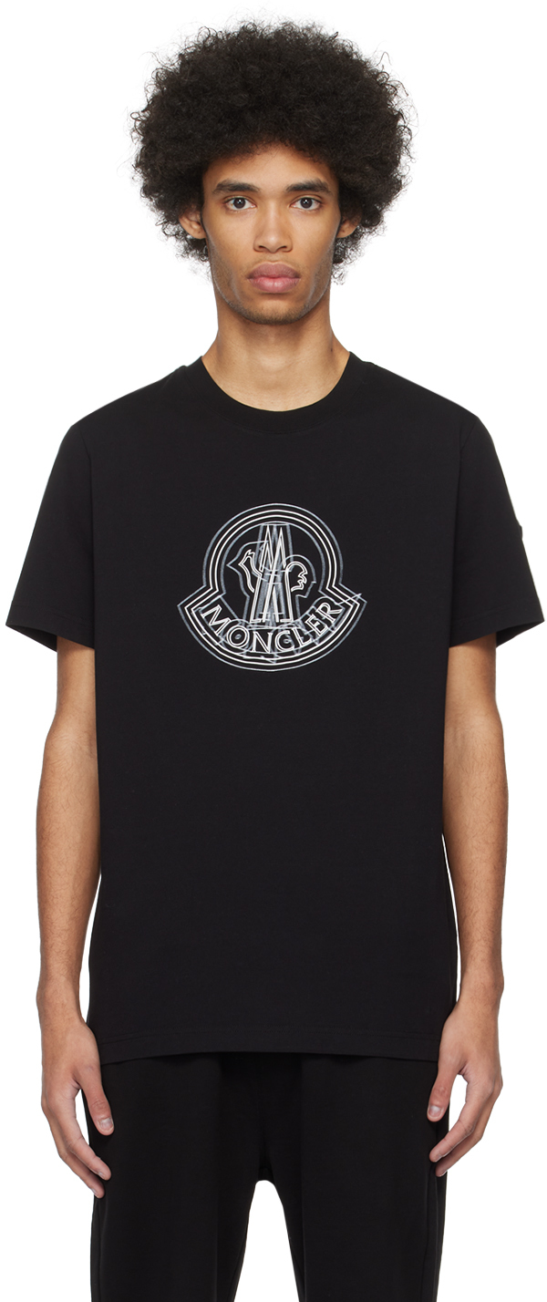 Moncler: Black Graphic T-Shirt | SSENSE
