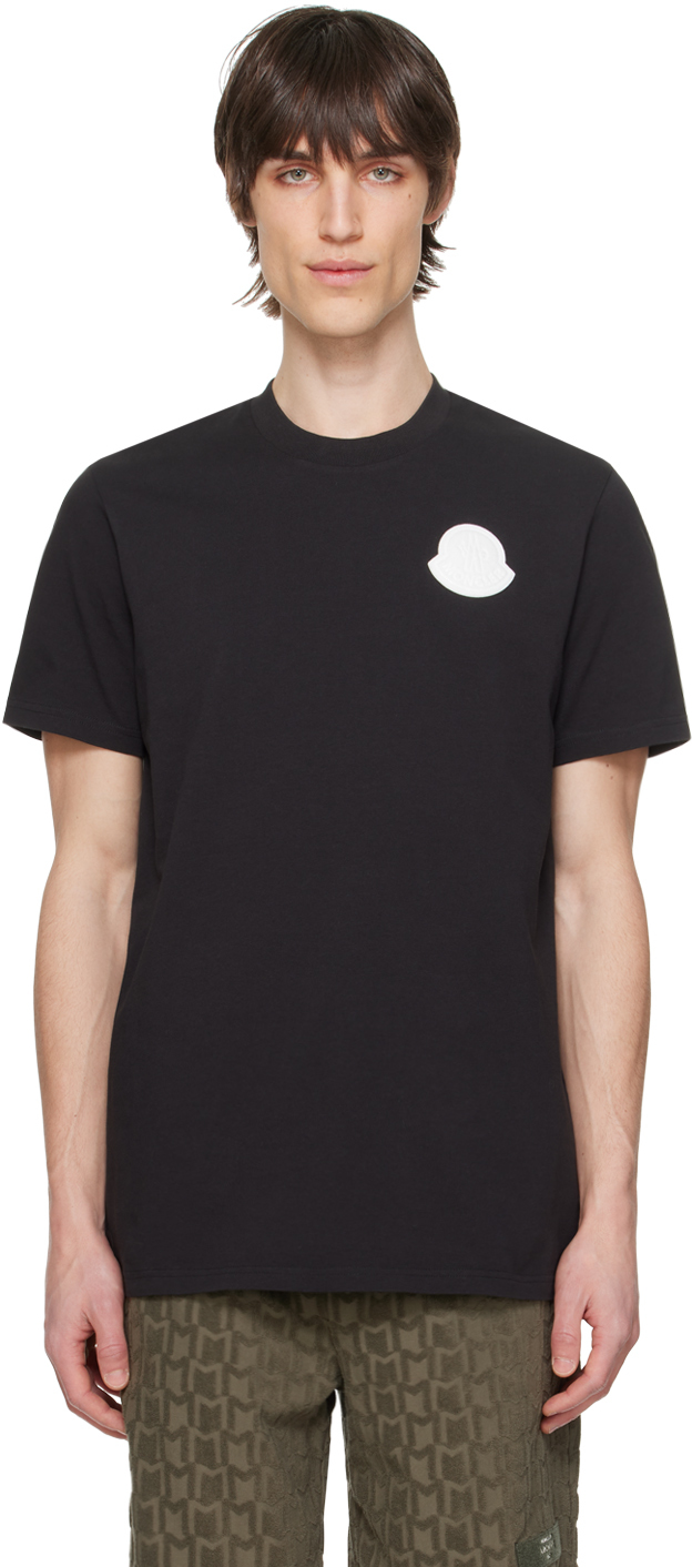 Moncler Black Patch T-shirt In Smoky Black 998