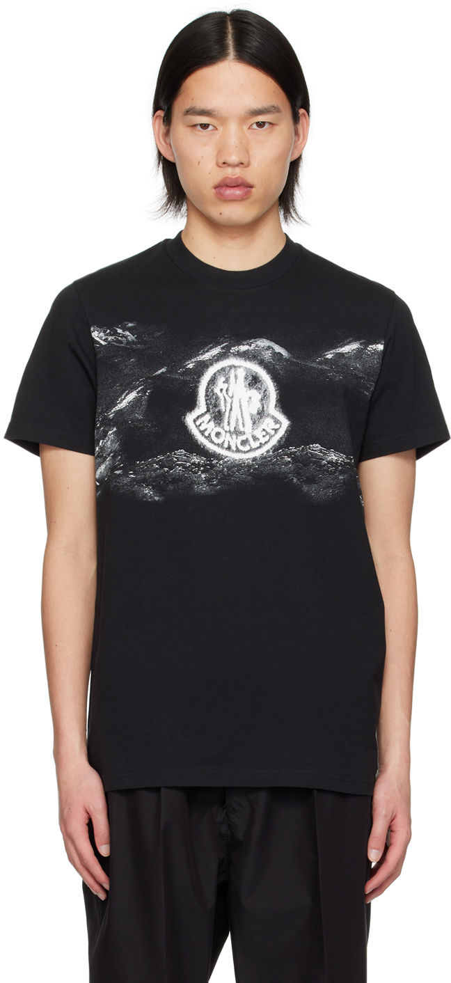 Moncler Black Garment-washed T-shirt In Smoky Black 998