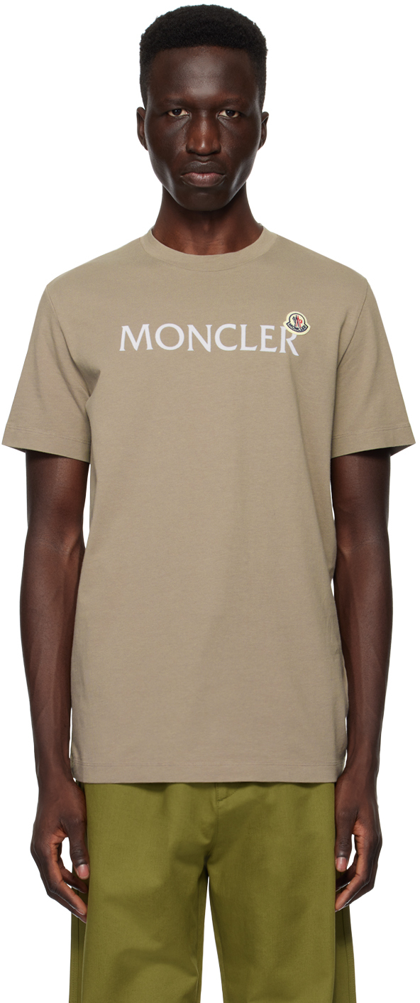 Shop Moncler Brown Patch T-shirt In Mud Brown 22e