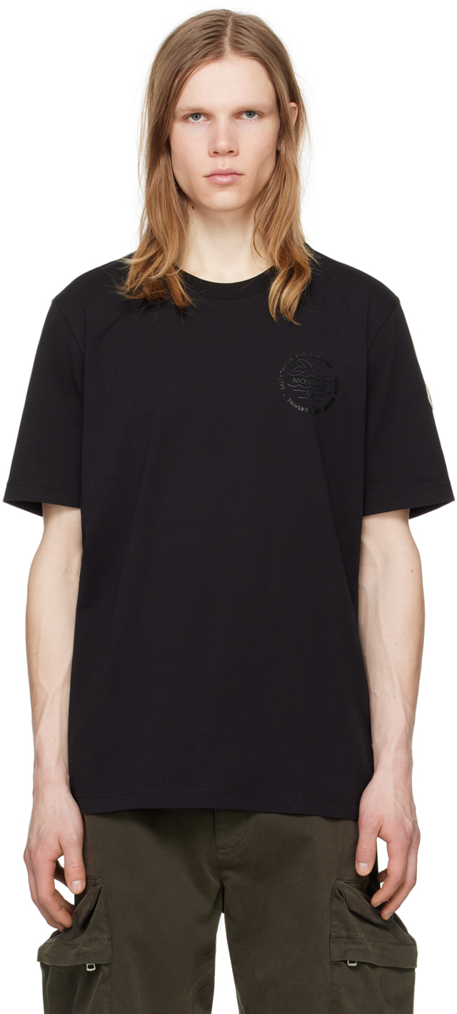Moncler Black Surf T-shirt In Black 999