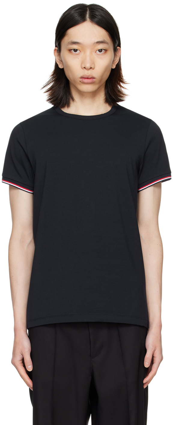 【関税込み】Moncler ネイビー ライン Tシャツ Moncler: ネイビー ライン Tシャツ | SSENSE 日本