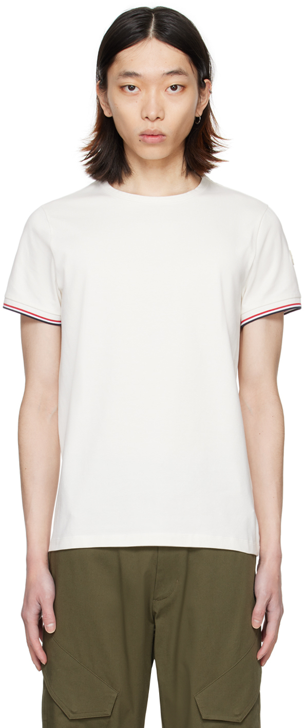Moncler: ホワイト ライン Tシャツ | SSENSE 日本