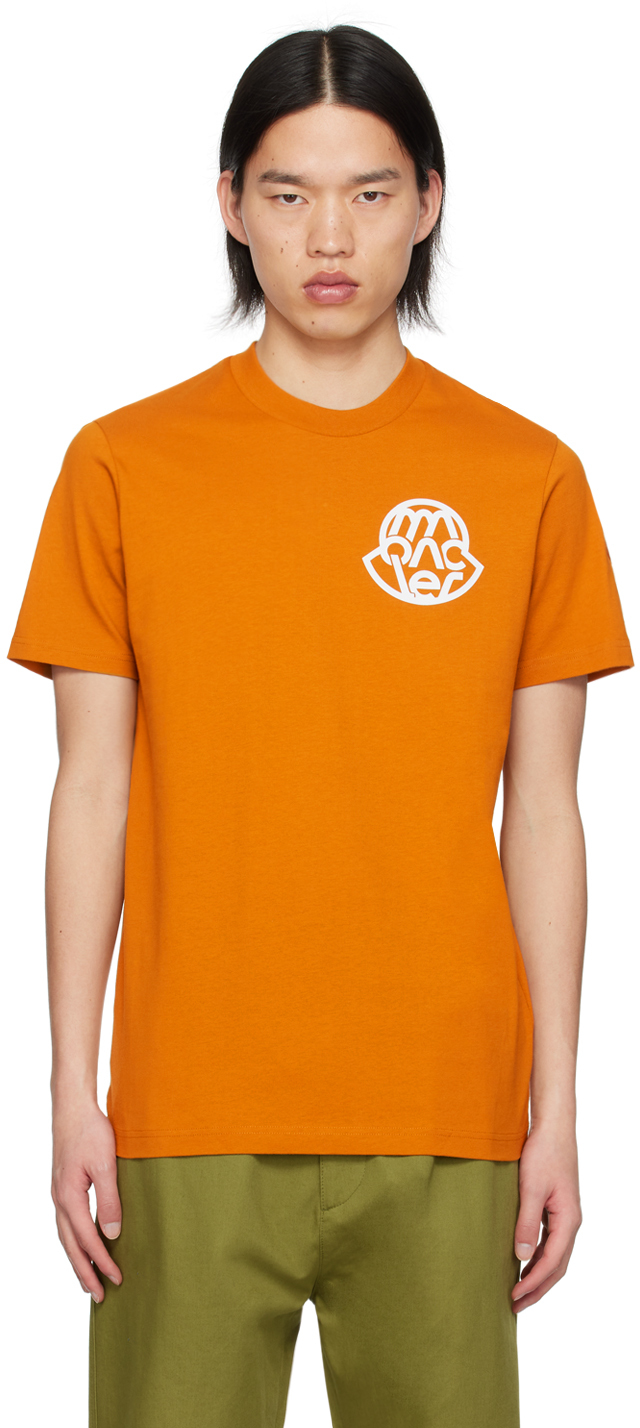 Moncler Orange Garment-washed T-shirt In 184 Orange
