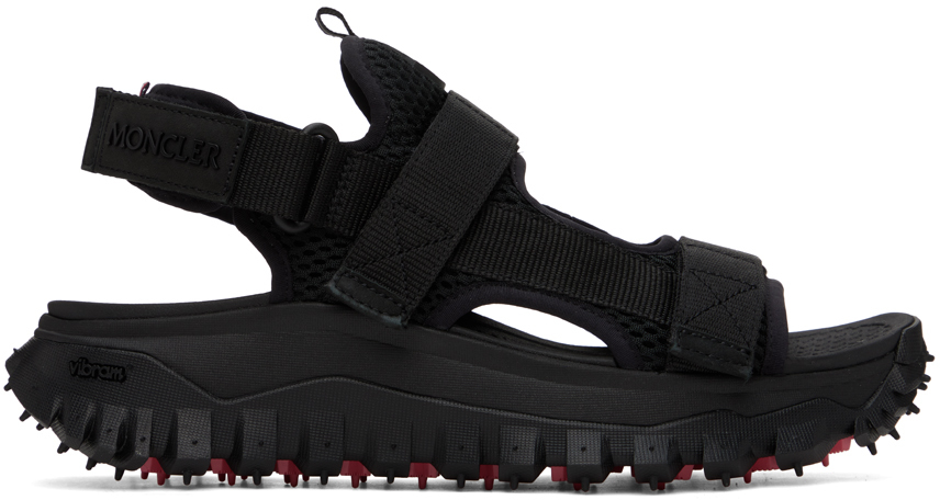 Moncler Black Platform Sandals In Black 999