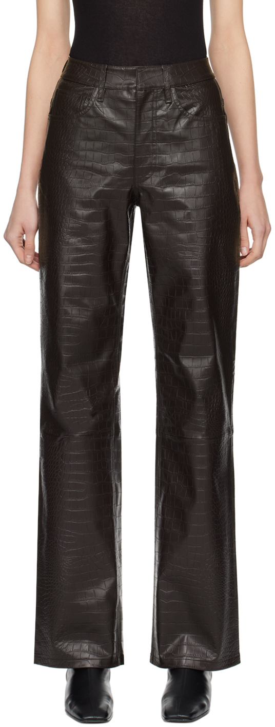 Brown Bonnie Faux-Leather Trousers