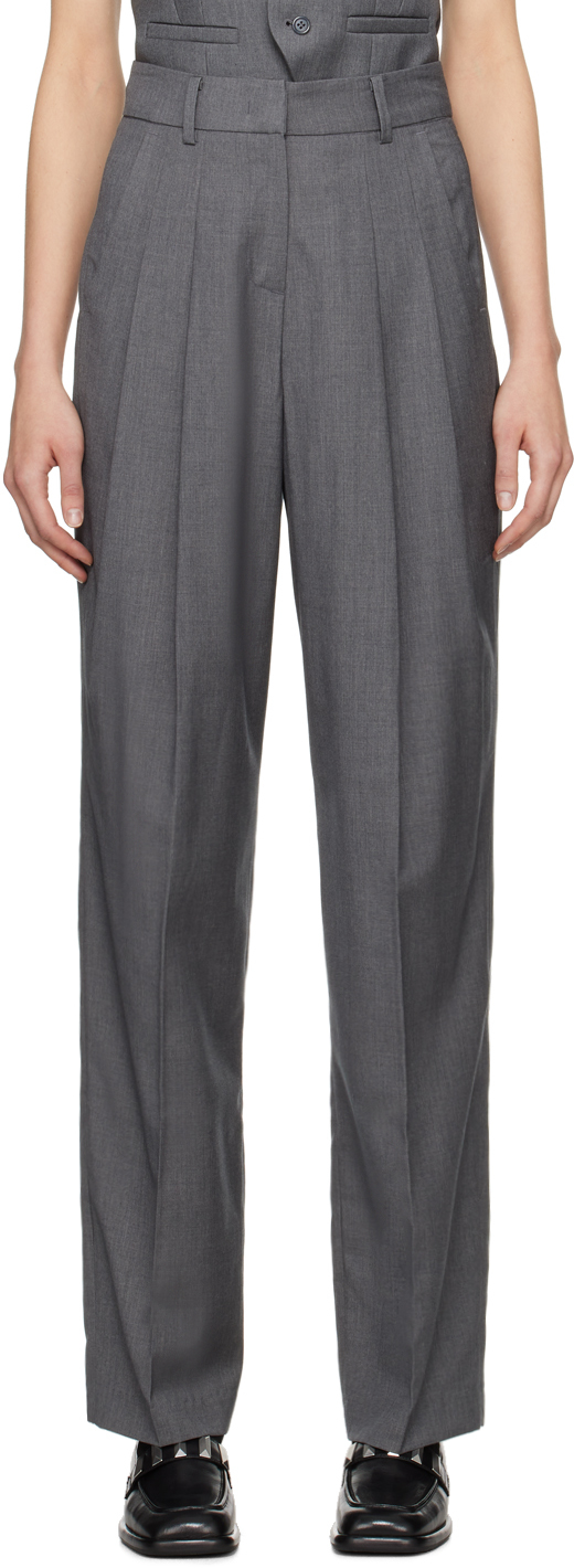 Gray Gelso Pleated Trousers