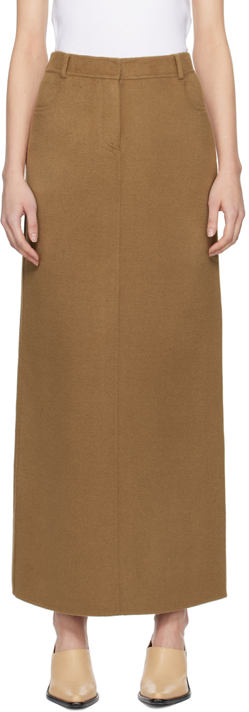 Shop The Frankie Shop Brown Malvo Maxi Skirt In Camel