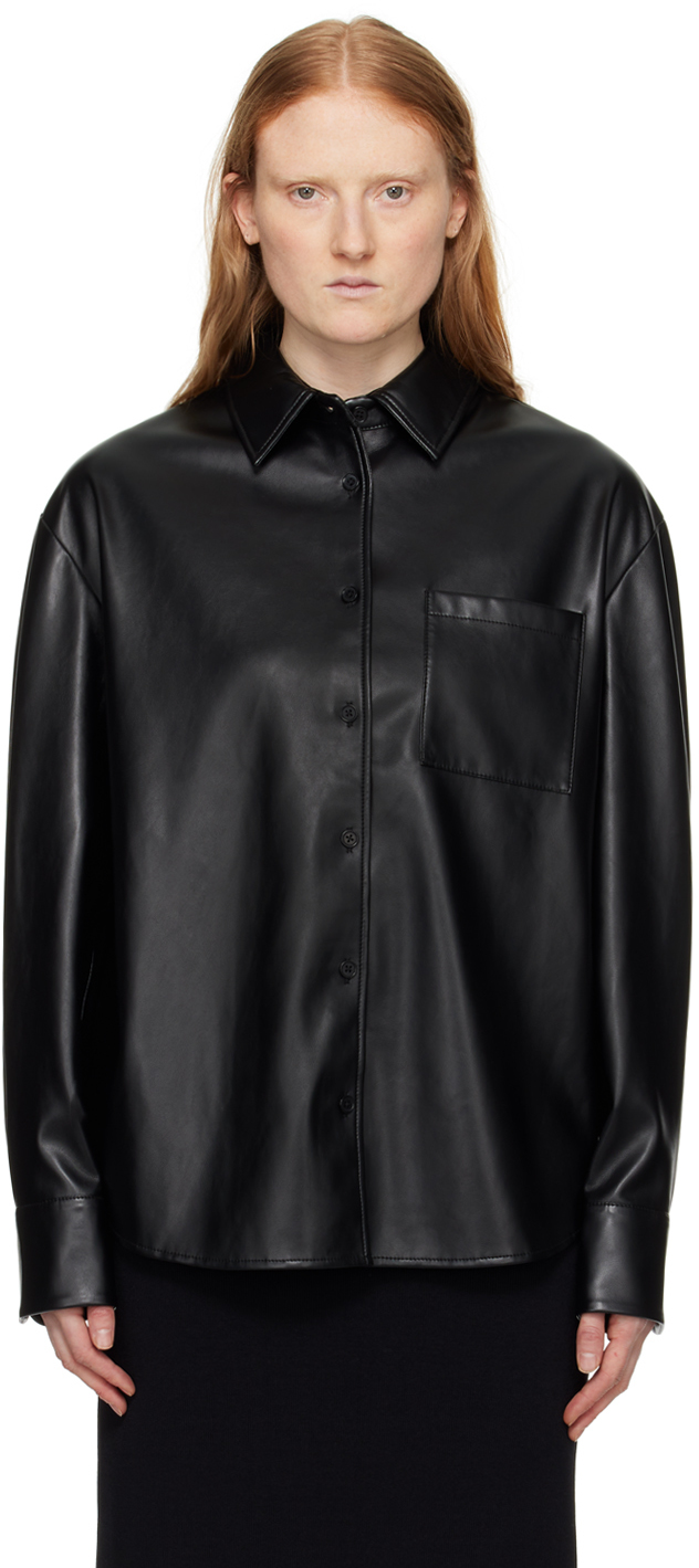Black Chrissie Faux-Leather Shirt