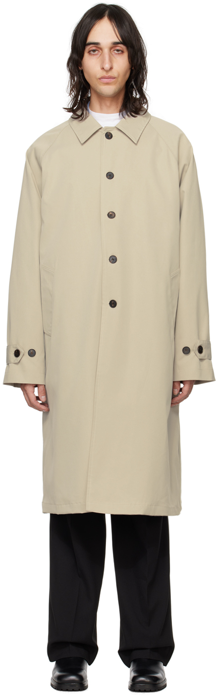 The Frankie Shop Emil Twill Trench Coat In Neutrals