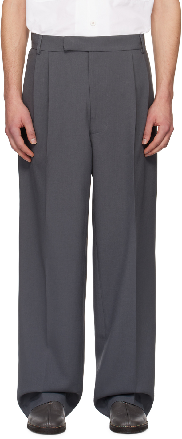 The Frankie Shop Gray Beo Trousers In Charcoal