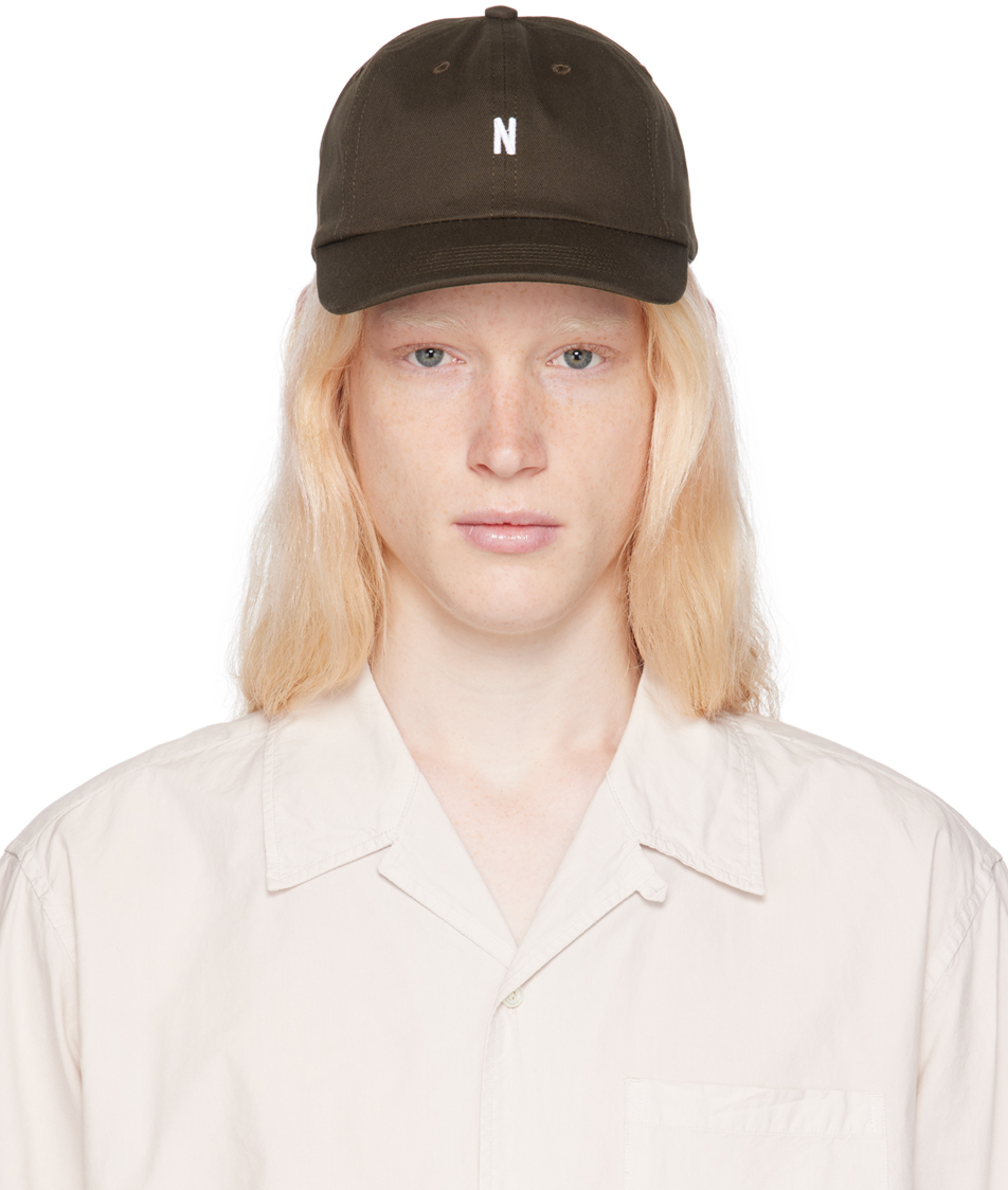 Norse Projects Brown Twill Sports Cap In Beach Green