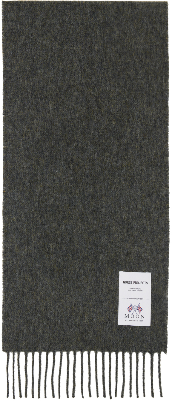 Norse Projects Gray Moon Lambswool Scarf In 1034 Charcoal Melang