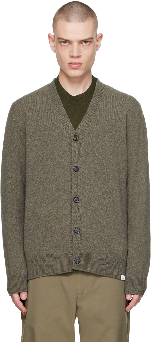 Norse Projects Khaki Adam Cardigan In Ivy Green