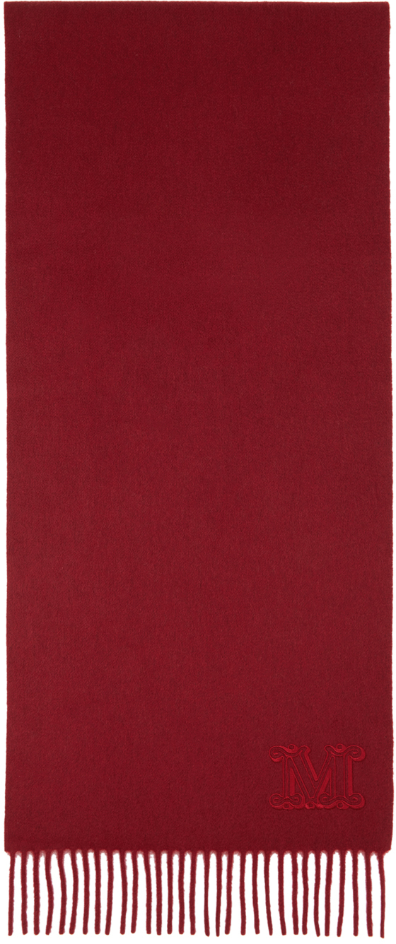 Max Mara: Burgundy Cashmere Stole Embroidery Scarf | SSENSE