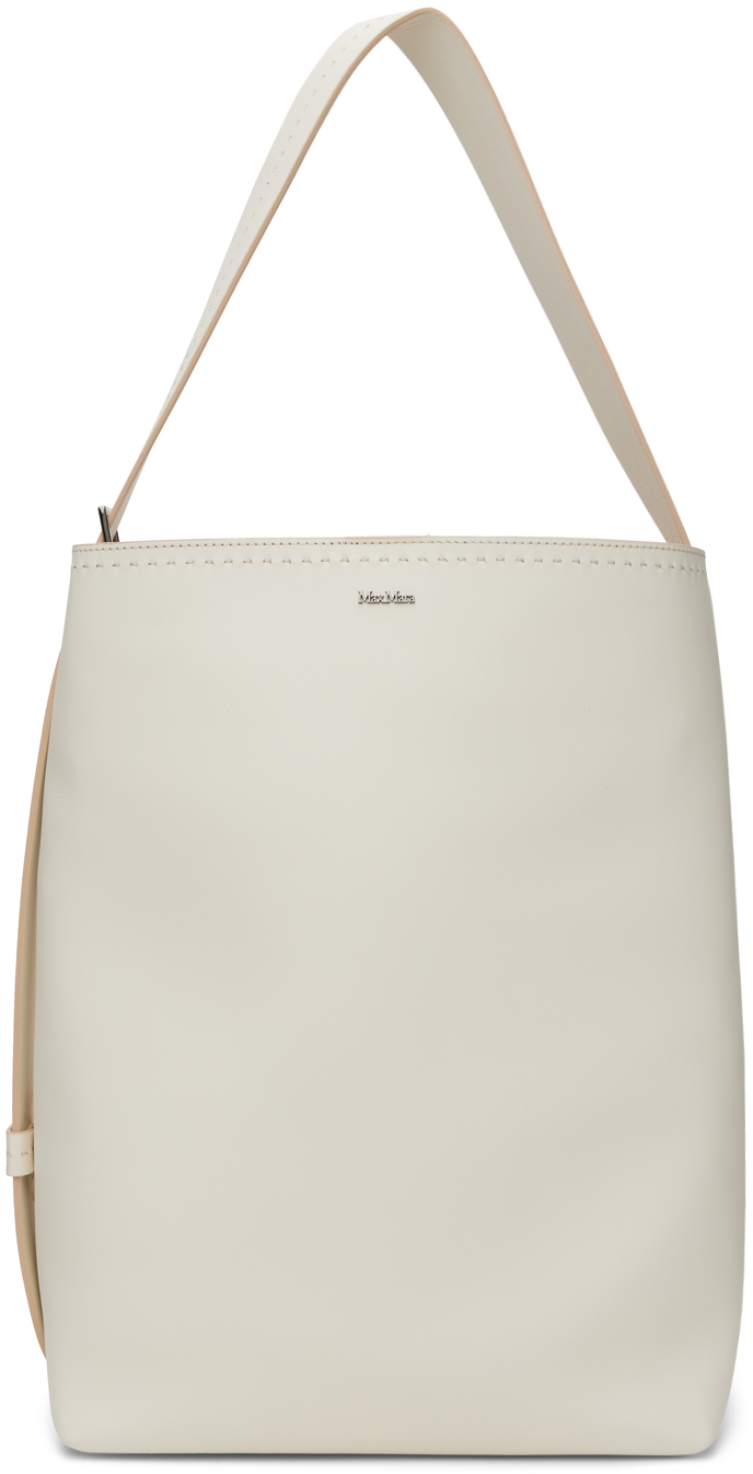 White Medium Leather Archetipo Tote by Max Mara on Sale