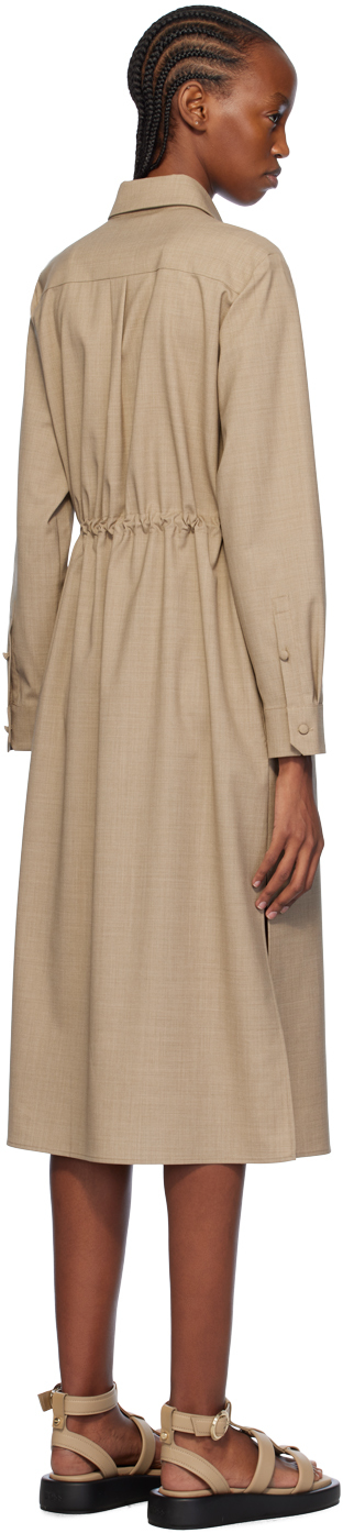 Max Mara Monia Midi Dress In Brown Virgin Wool In 2 Sand