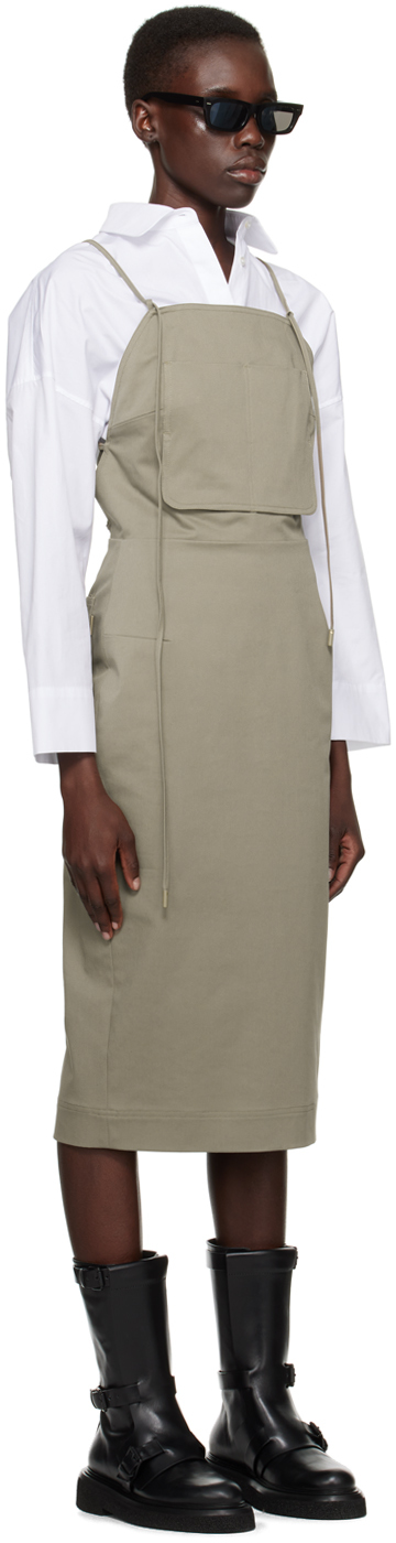 Shop Max Mara Khaki Olivi Midi Dress In 5 Kaki