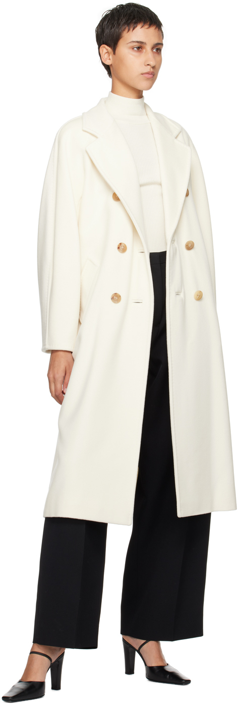 Max Mara Waterproof Gabardine Wool Windbreaker In 021 White