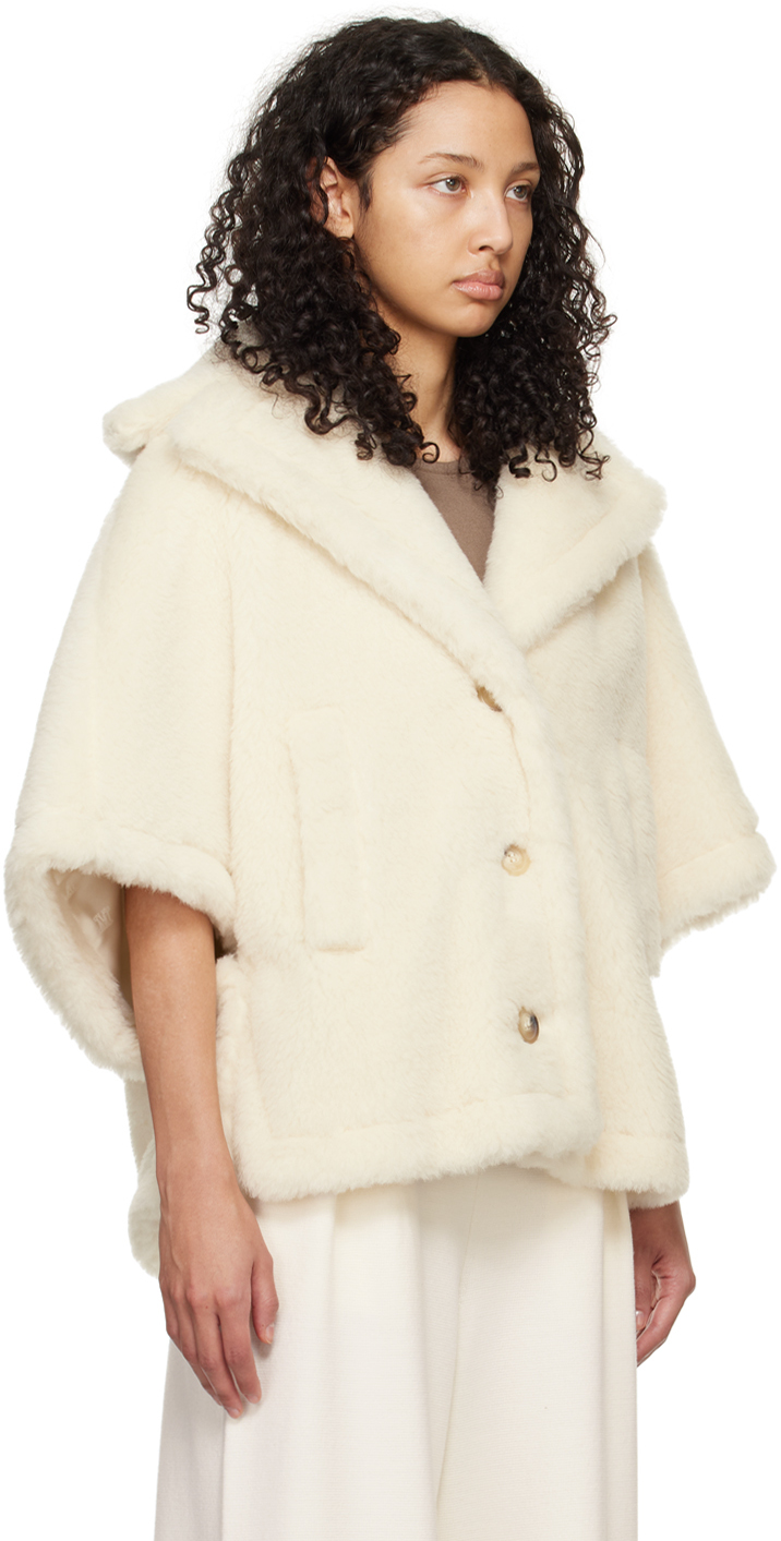 Max Mara Womens Sand Aleggio Relaxed-fit Wool-blend Cape In 1 White
