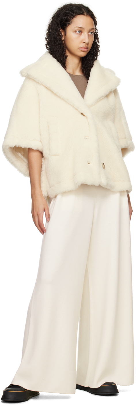 Max Mara Womens Sand Aleggio Relaxed-fit Wool-blend Cape In 1 White