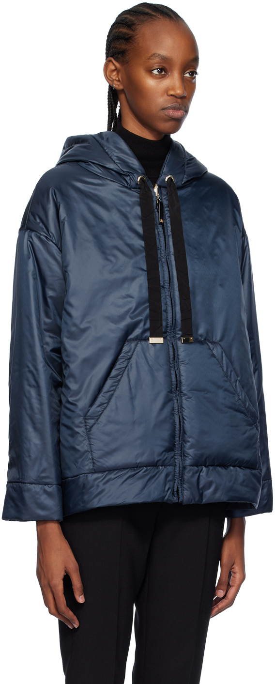 Max Mara Greenbox Tech Reversible Hooded Jacket In 17 Navy