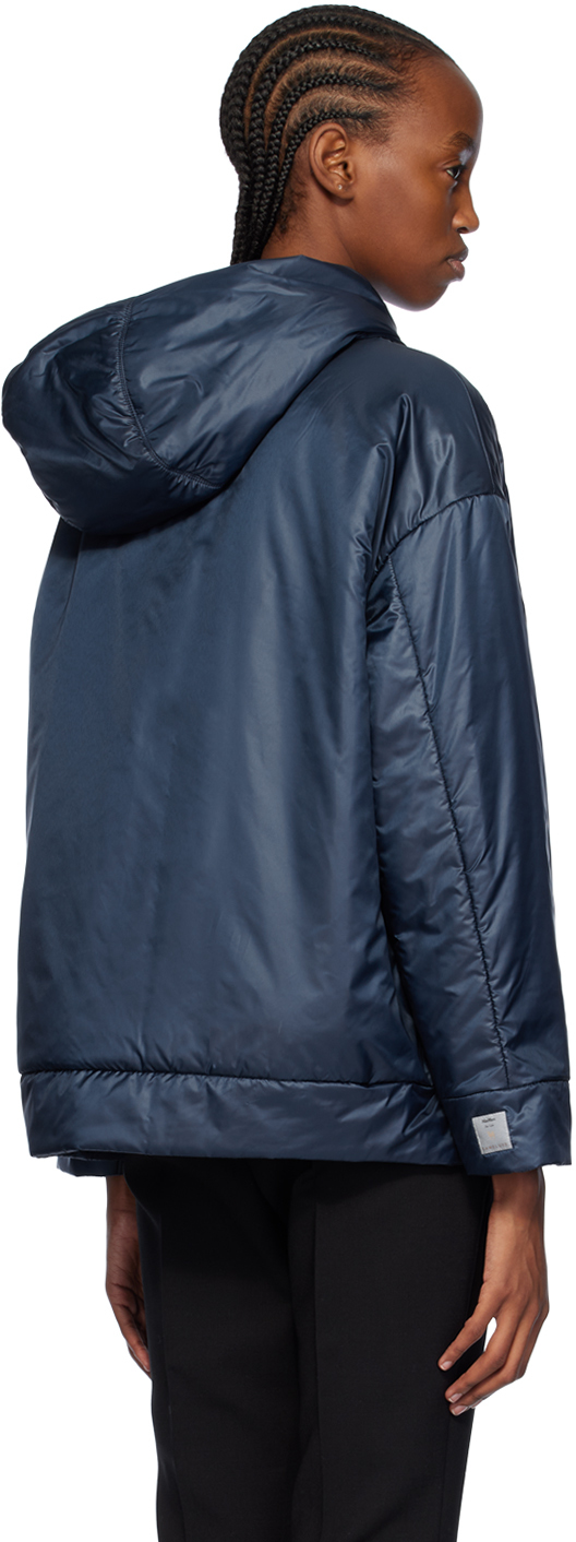 Max Mara Greenbox Tech Reversible Hooded Jacket In 17 Navy