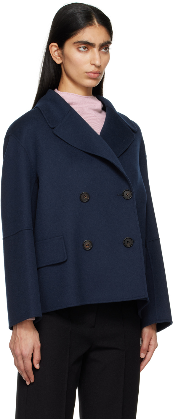 Max Mara Blue Double-breasted Jacket In 001 Midnightblue