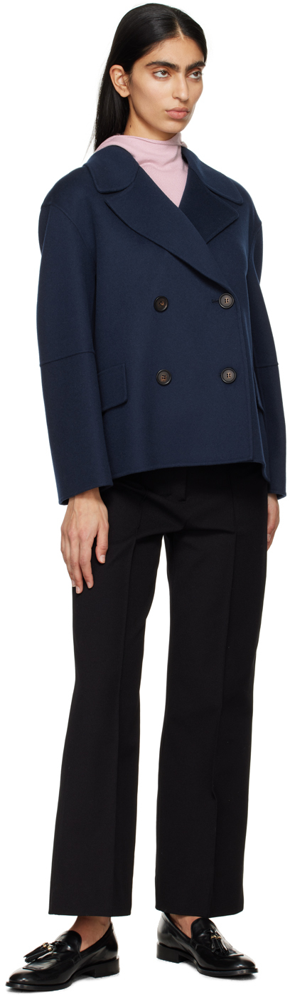 Max Mara Blue Double-breasted Jacket In 001 Midnightblue
