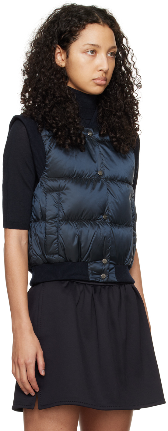 Max Mara Navy Asoft Down Vest In 75 Midnightblue
