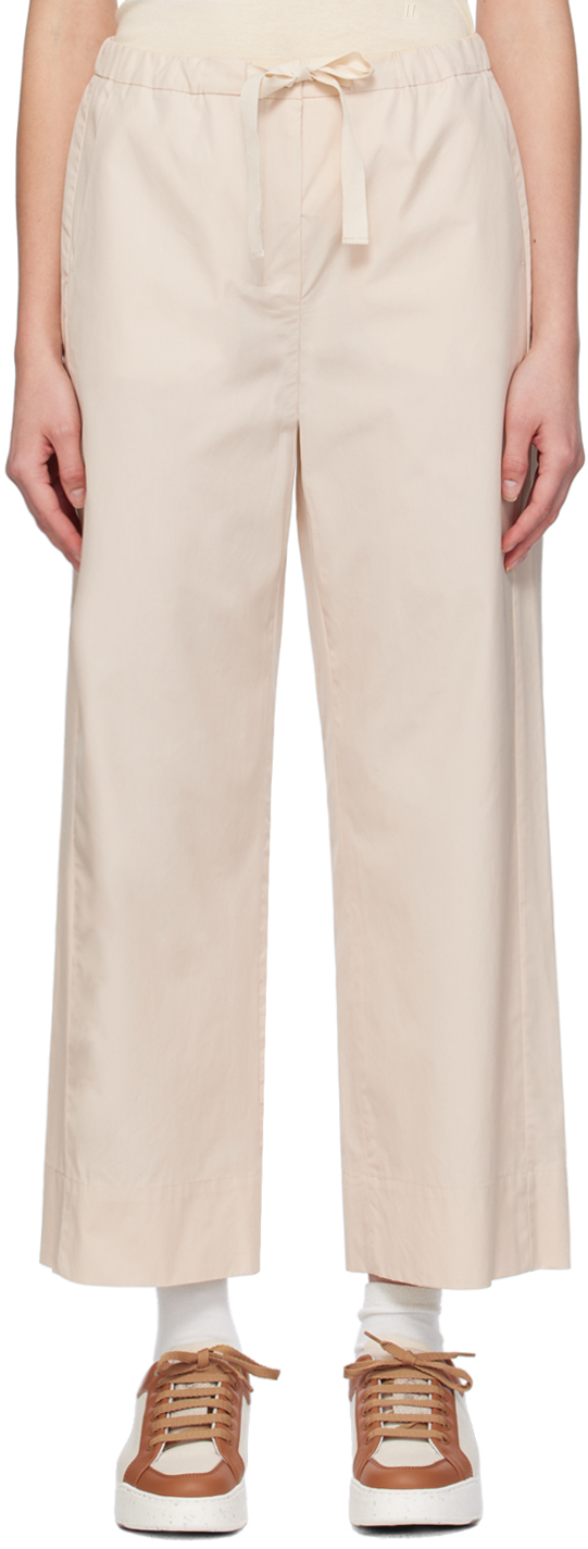 Shop Max Mara Beige Drawstring Trousers In 2 Ivory