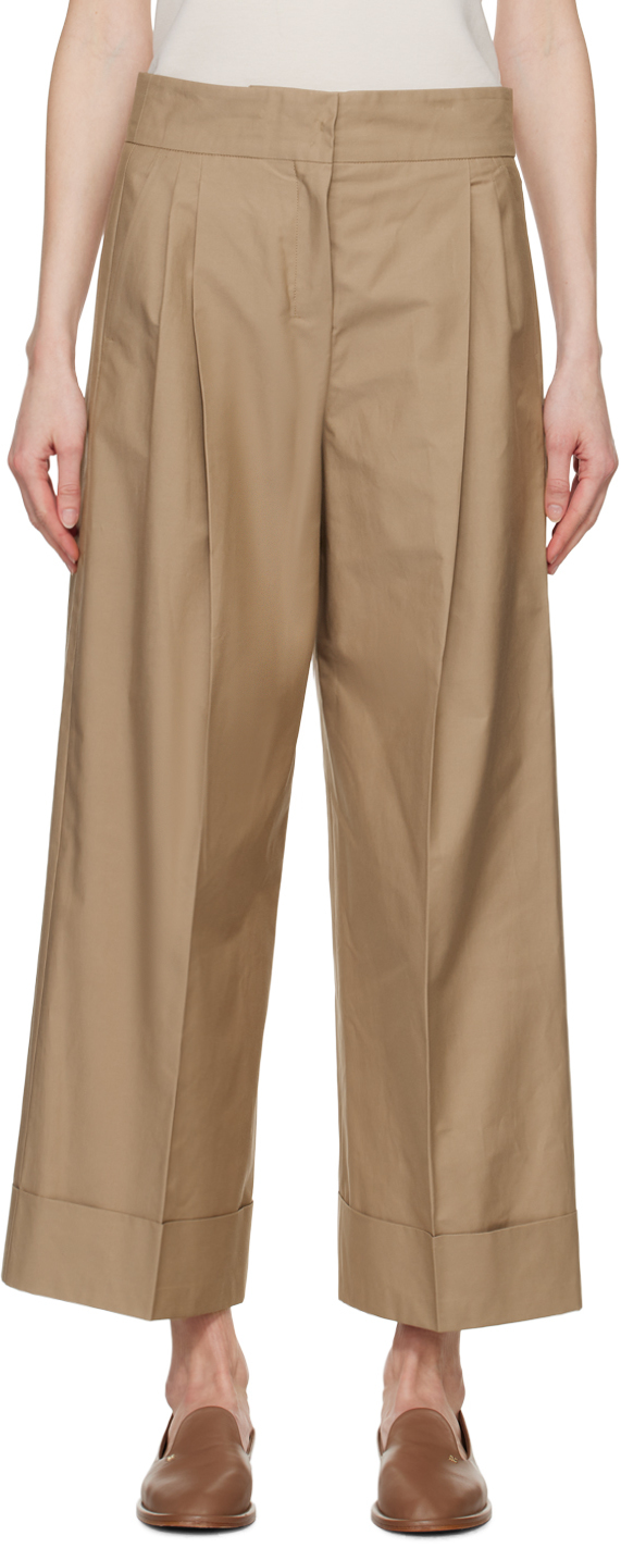 Khaki Abba Trousers by Max Mara on Sale
