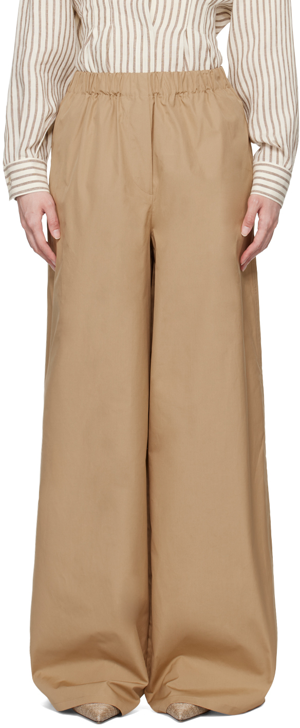 Shop Max Mara Beige Navigli Trousers In 25 Clay