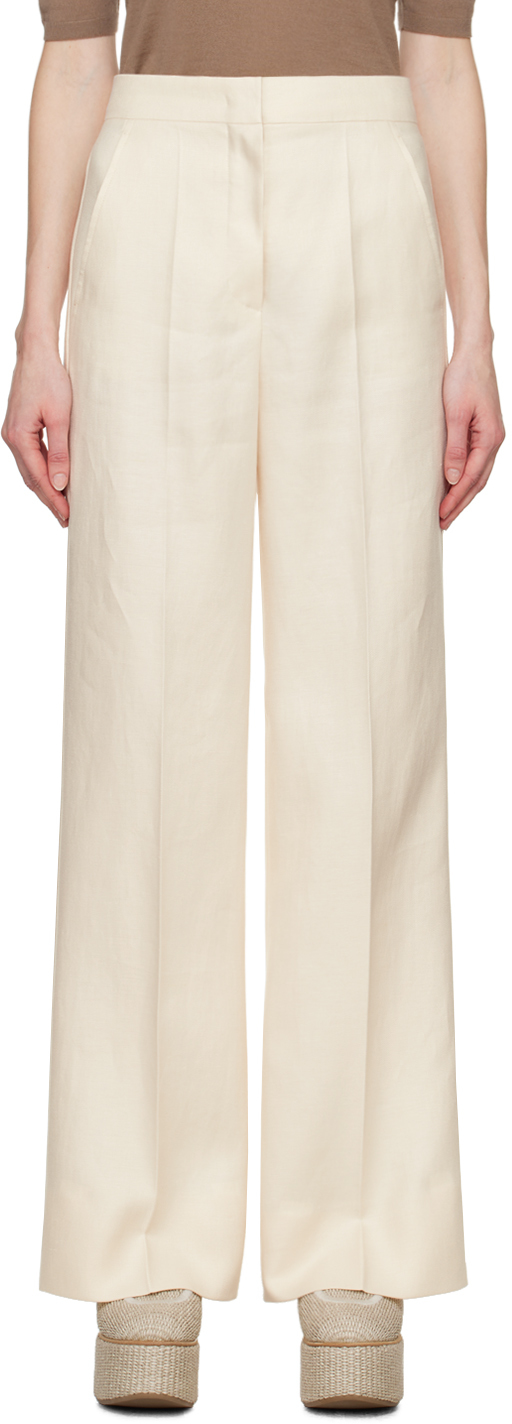 Shop Max Mara Off-white Hangar Trousers In 6 Ivory