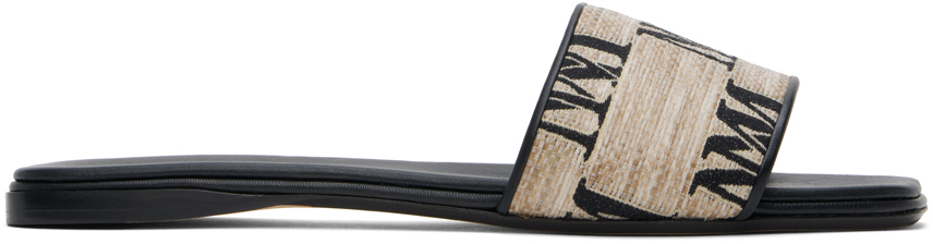 Shop Max Mara Beige Logo Sandals In 1 Clay