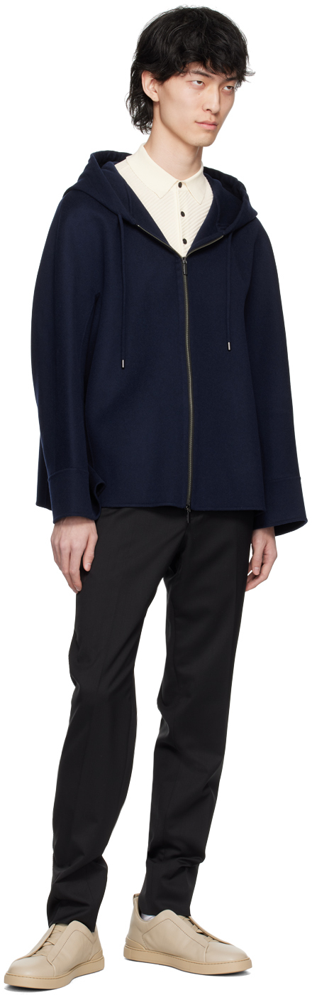 Max Mara Navy Wind Hoodie In 093 Ultramarine