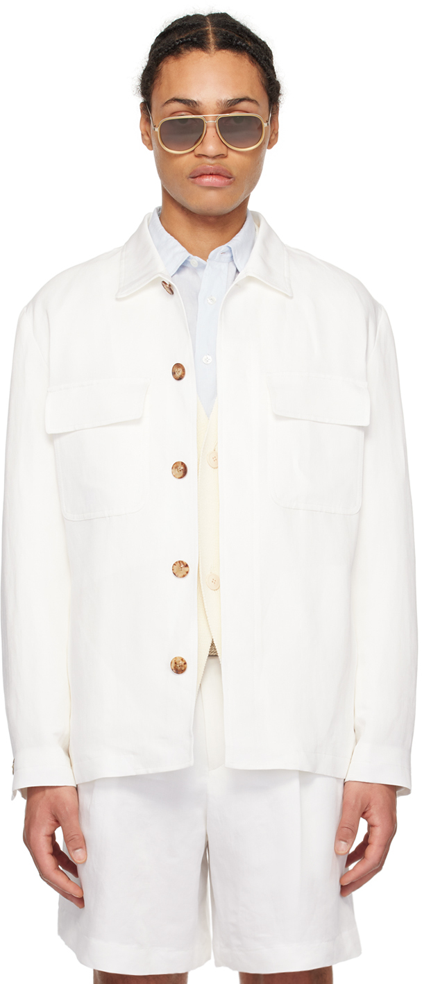 Shop Lardini White Four-pocket Jacket In 100