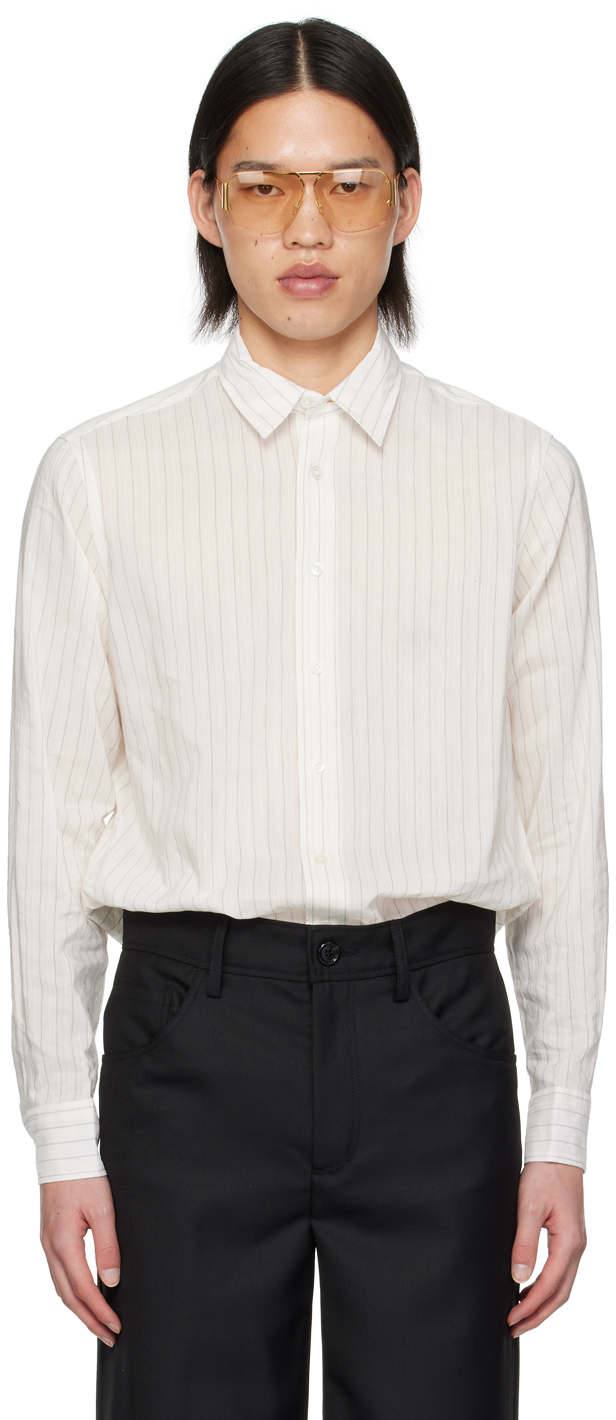 Lardini White Striped Shirt In 100ne