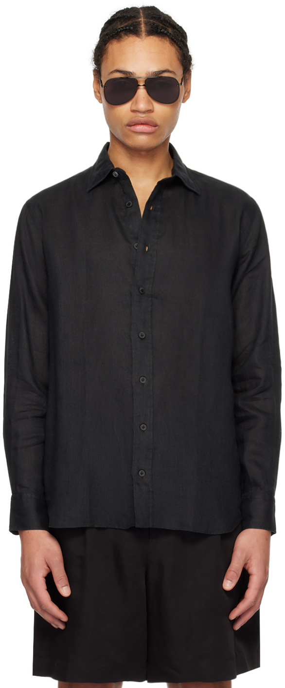 BRANDOLINI Size XL Black Print Cotton Button Up Long Sleeve Shirt main image 1